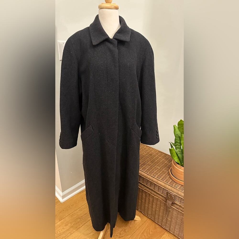 Anne Klein II Wool Cashmere Blend Long Coat – Black – Size 10